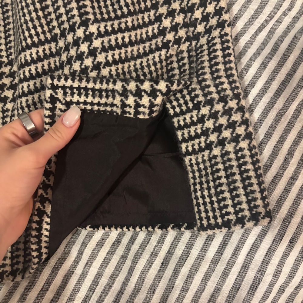 Banana republic wool cashmere pencil skirt houndstooth black and cream high rise - Picture 8 of 14